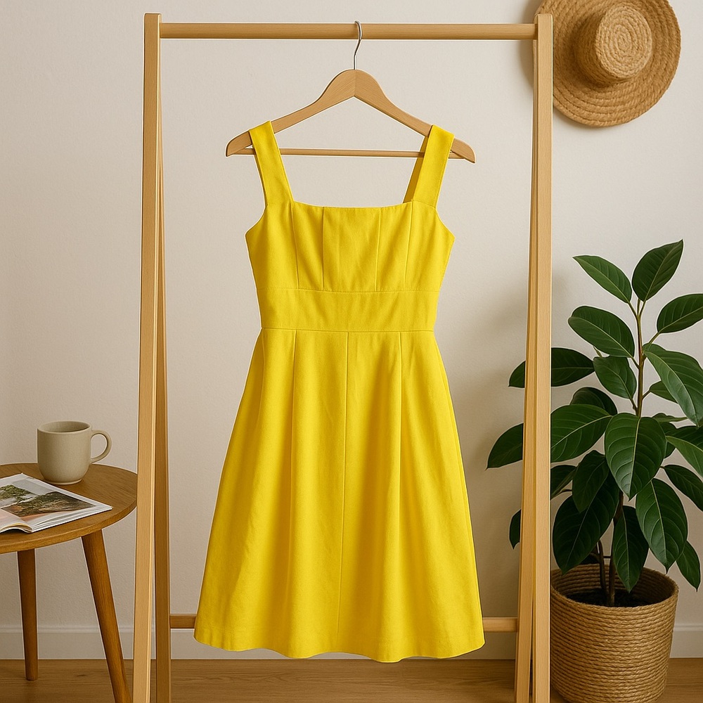 Calvin Klein Dress Size M/L Yellow Midi Fall Womens Classy - Picture 1 of 5